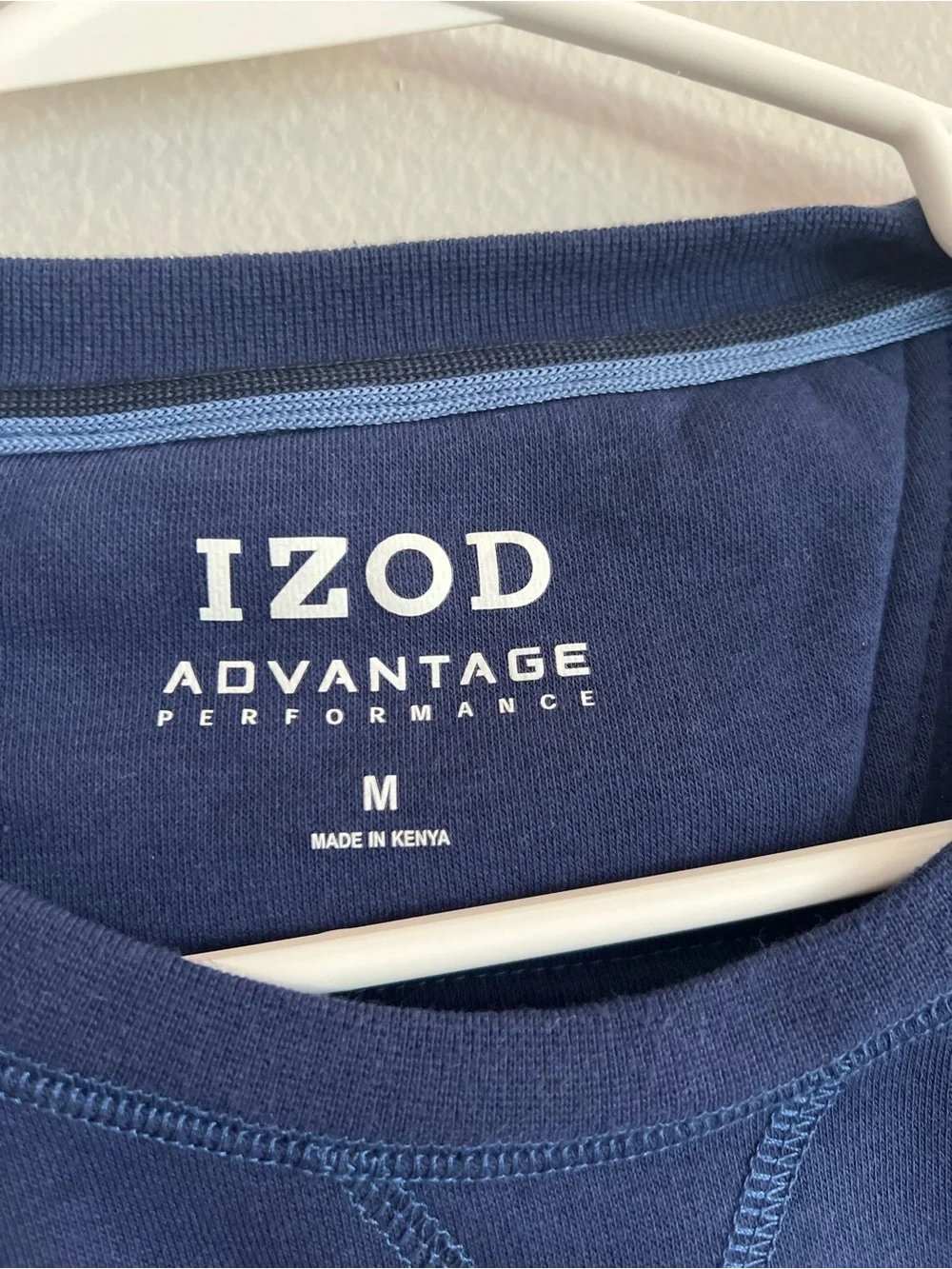 Izod Advantage Performance Navy Crewneck Sweatshirt With Chest Stripes Size M